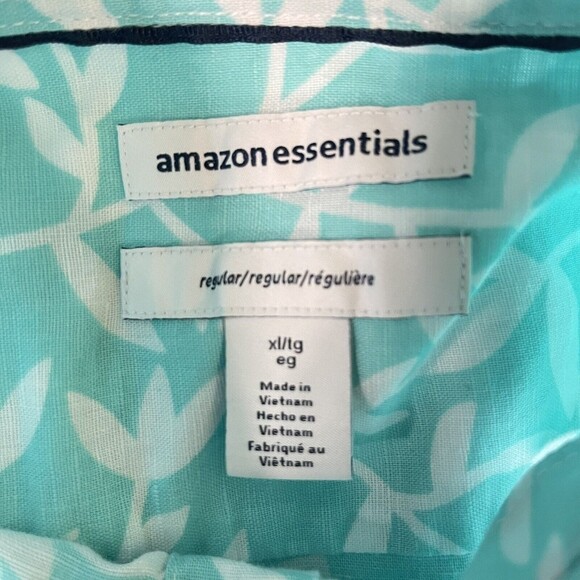 Amazon Essentials Men's Sz XL Green long sleeved linen cotton shirt regular fit - Picture 11 of 16